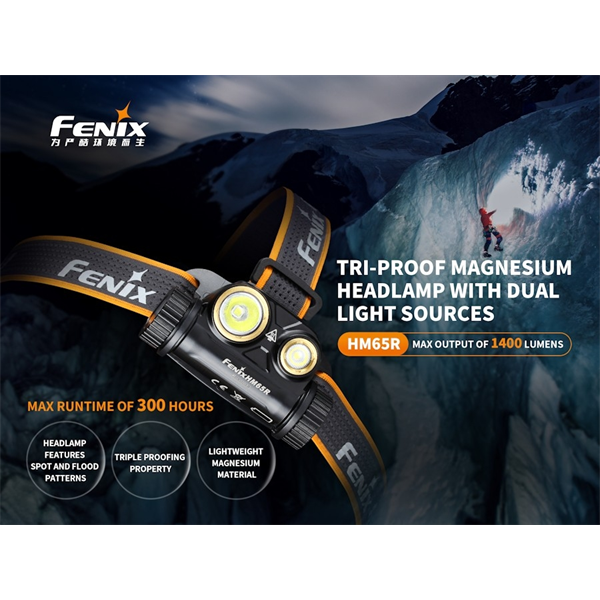 Fenix HM65R Rechargeable Spot and Floodlight Headlamp at Reelfishing