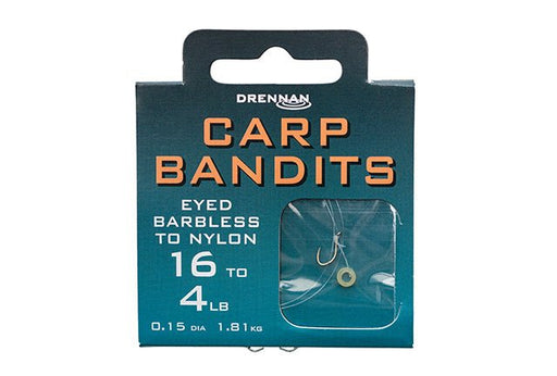 Drennan Carp Bandits barbless hooks to nylon Reelfishing
