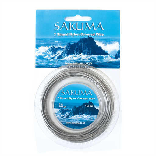 Sakuma 7 strand nylon covered trace wire 150lb 10mm with crimps Reelfishing
