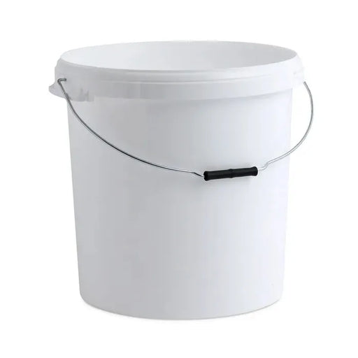 White 30L Bucket with Metal Handle and Lid