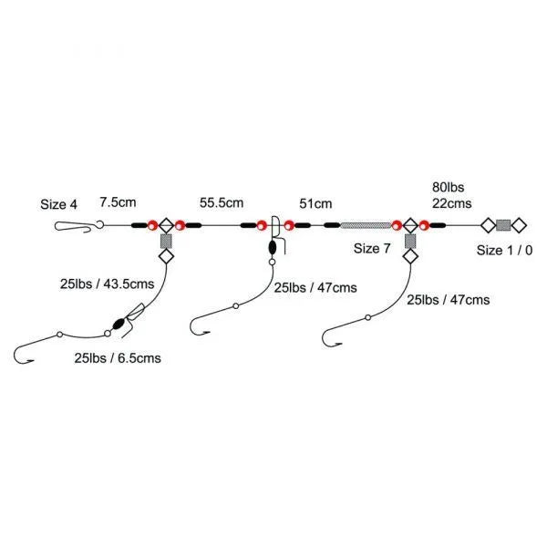 Loop Rig Dimensions Axia 3 Hook Loop Rig Size 2 | Reelfishing