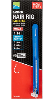 Preston Innovations Banded Hair Rigs Barbless 10cm Size 12 to 7lb 6oz 0.19mm Reelfishing