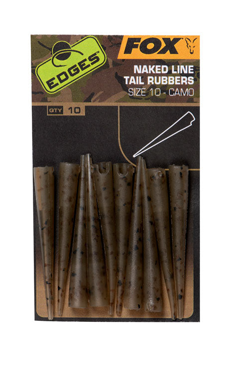 Fox Edges naked line tail rubbers size 10 camo