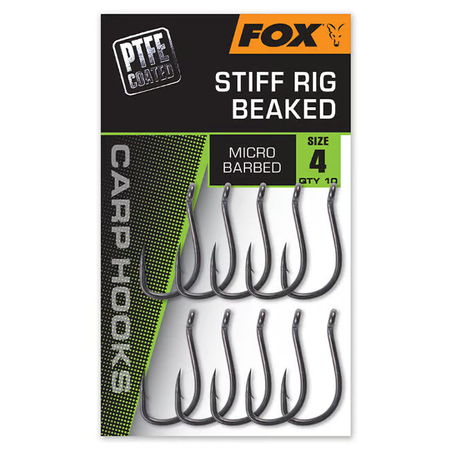 Fox Carp Hooks  Stiff Rig Beaked Micro Barbed