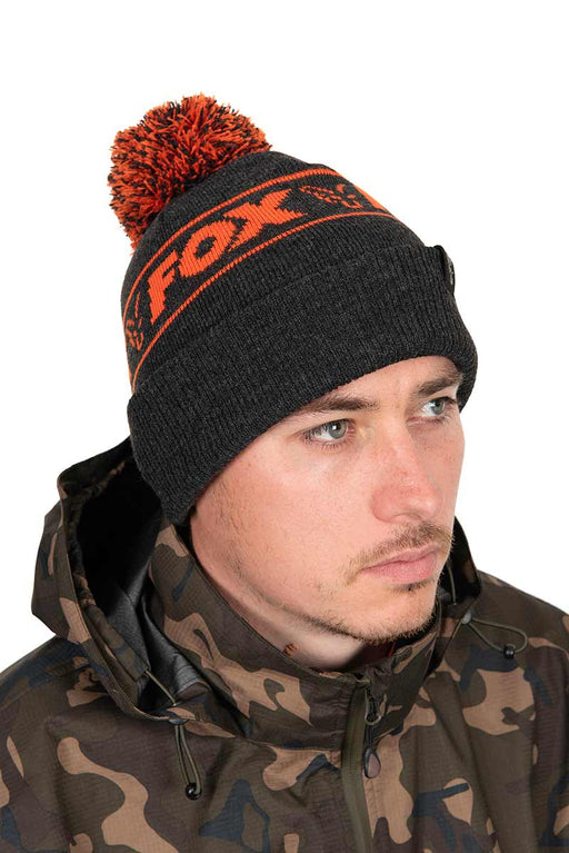 Fox Black Orange Bobble Hat Reelfishing